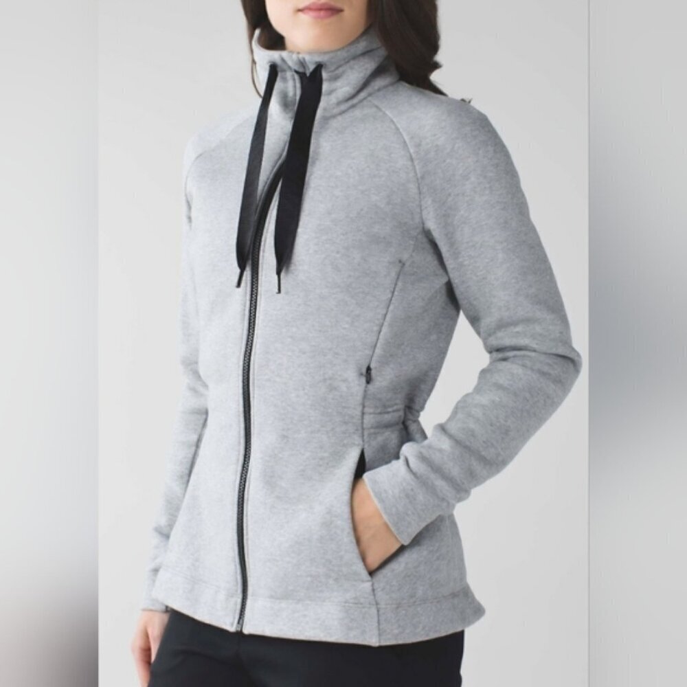 Lululemon &go Take-Off Fleece Zip Jacket Grey Black Women’s Size 8